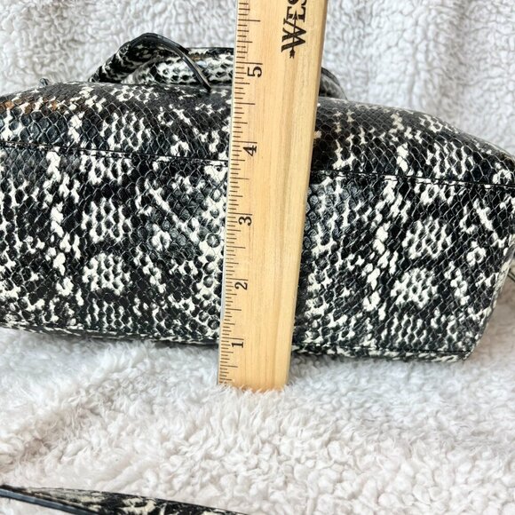 Cole Haan Leather bag Satchel or Crossbody  Snake  Embossed Cream & Black - Picture 12 of 13